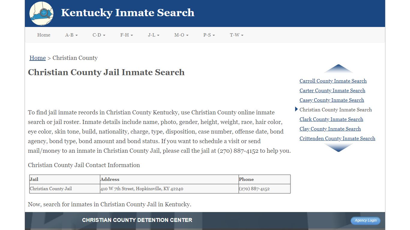 Christian County KY Jail Inmate Search