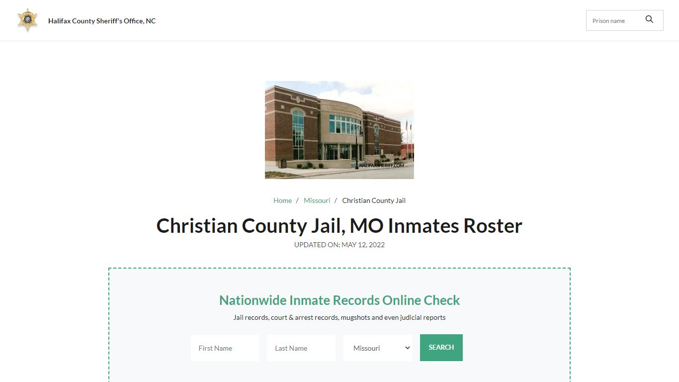 Christian County Jail, MO Jail Roster, Name Search